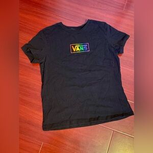 Vans Black Tee with Rainbow 'Off The Wall' Graphic